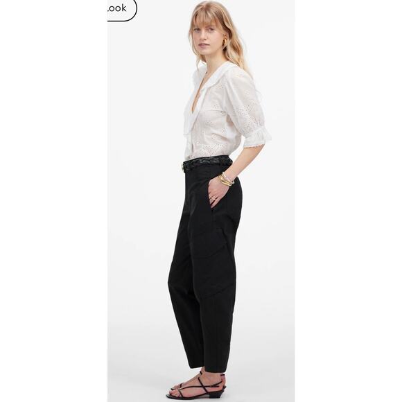 Madewell Jet Black The Barrel-Leg‎ Utility Pant in Garment-Dyed Twill Size 2 - Picture 3 of 12